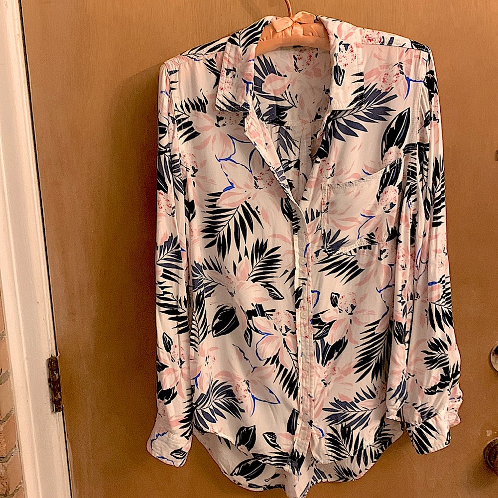 Velvet Heart Tropical Print Button Down
